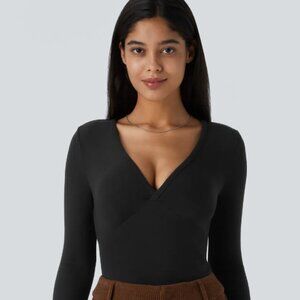 V Neck Long Sleeve Thermal Work Top